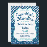 Hanukkah-inbjudan Blue Menorah Star of David Inbjudningar<br><div class="desc">En söt blå Hanukkah-inbjudan med en menorah och David mönster-stjärnan i blått och turkos,  tillsammans med blått och vitt rand. Låt den här charmen och roligten Chanukah firande inbjudan vara ert snyggt sätt att fira helgdagarna.</div>