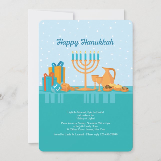 Hanukkah-inbjudan Inbjudningar (Framsida)
