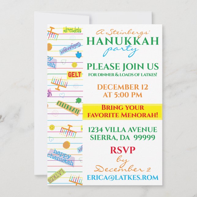 Hanukkah-inbjudan Party Design Inbjudningar (Framsida)