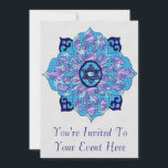Hanukkah Inbjudningar<br><div class="desc">Blå av alla skuggor,  lilak och lavender i en blomform med en sexsidig stjärna i mitten är ett underbarare sätt att fira Hanukkah och samtidigt uttrycka din individualitet.</div>