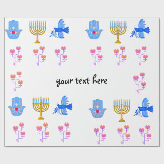 Hanukkah-inslagspapper – Menorah, Hamsa, Duva Presentpapper