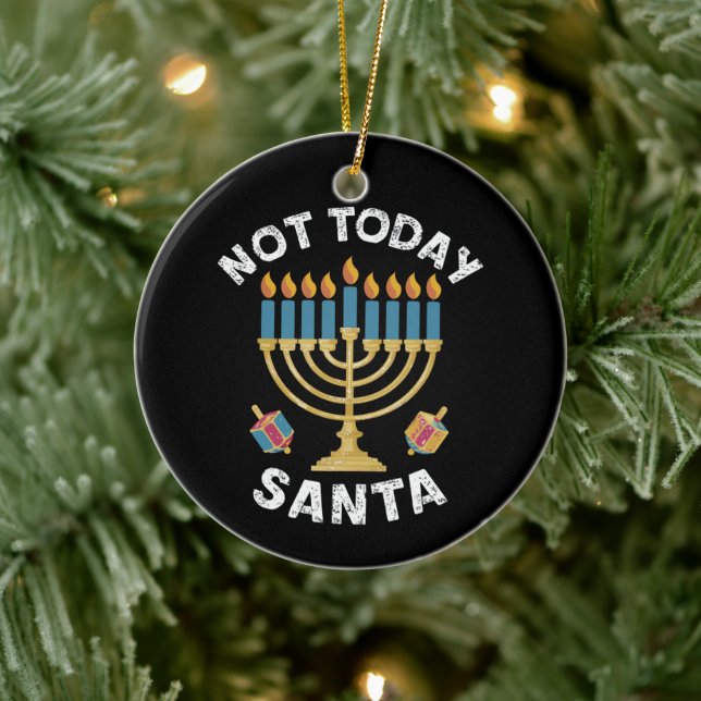 Hanukkah Inte i dag Santa Jewish Chanukah Julgransprydnad Keramik (Träd)