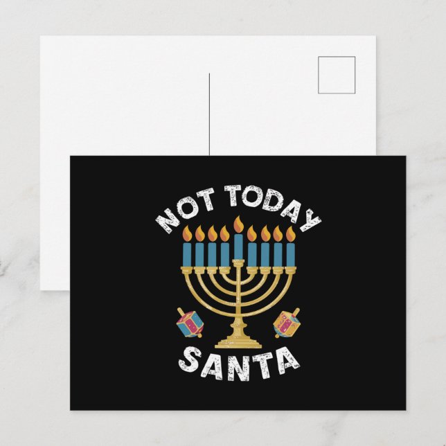 Hanukkah Inte i dag Santa Jewish Chanukah Vykort (Fram/baksida)