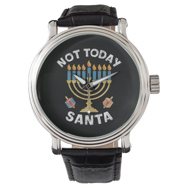 Hanukkah Inte Idag Tomte Judisk Chanukah  Armbandsur (Framsida)