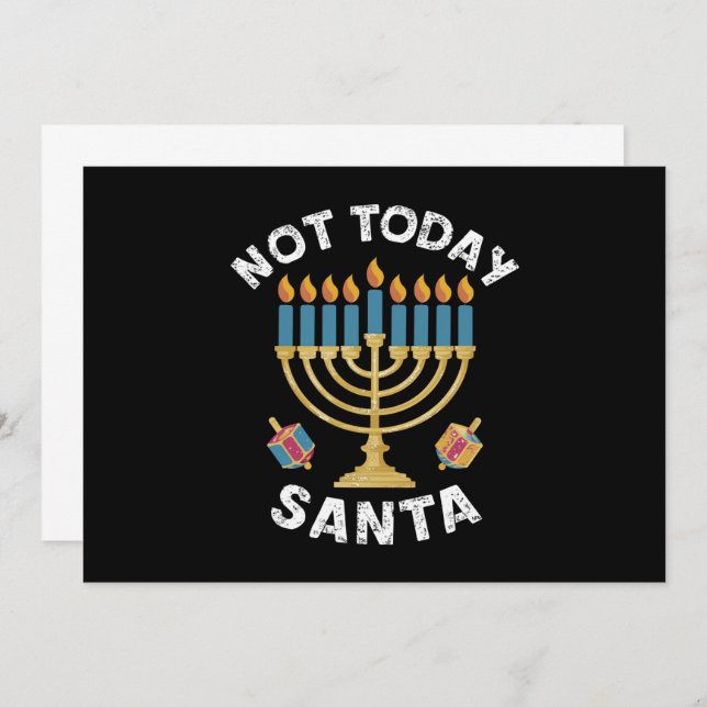 Hanukkah Inte Idag Tomte Judisk Chanukah  Inbjudningar (Fram/baksida)