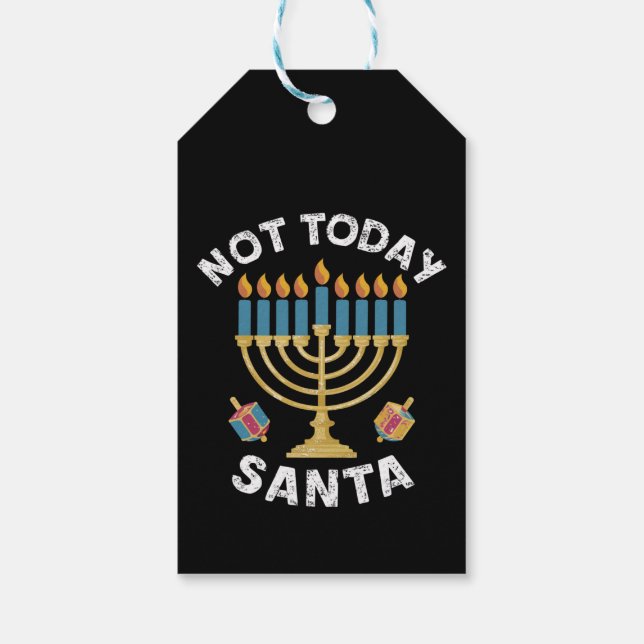 Hanukkah Inte Idag Tomte Judisk Chanukah Presentetikett (Baksidan)
