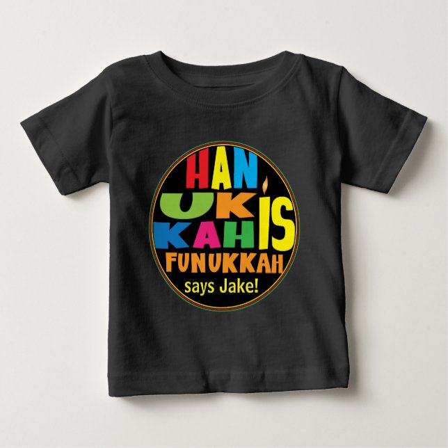 ’Hanukkah is Funukkah’ Baby Bra Jersey T-Shirt (Framsida)