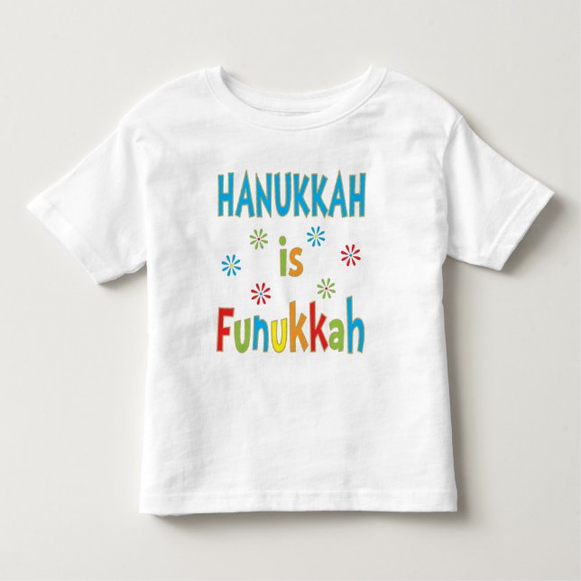 ’Hanukkah is Funukkah’ GIRLS Ruffle T-Shirt (Framsida)