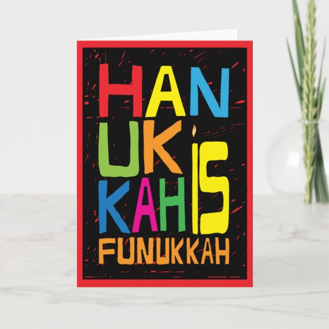 "Hanukkah is Funukkah" hälsningskort med kuvert Helgkort (Framsida)