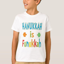 "Hanukkah is Funukkah" T-Shirt med Dreidels