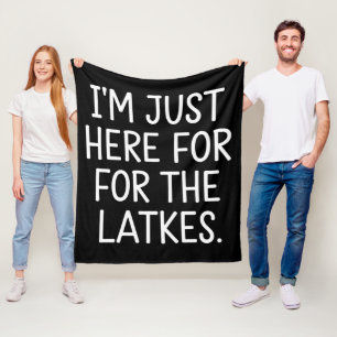 Hanukkah jag är bara här för latkes judisk fleecefilt