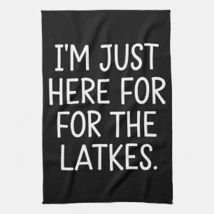 Hanukkah jag är bara här för latkes judisk kökshandduk