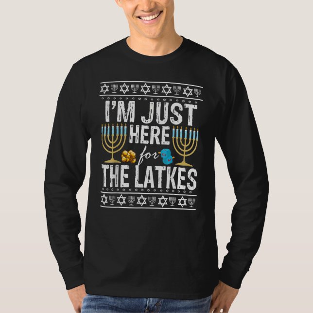 Hanukkah, jag är här för latkarna judisk t shirt (Framsida)
