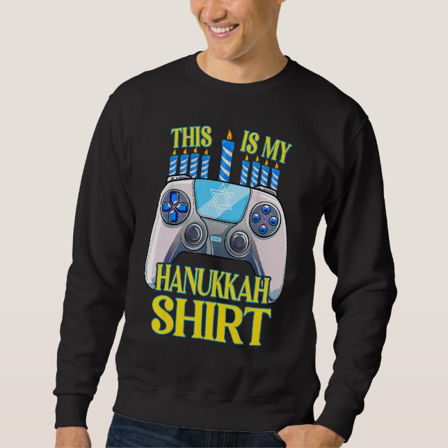 Hanukkah Jewish Christmas Boys This Is My Hanukkah Lång Ärmad Tröja (Framsida)