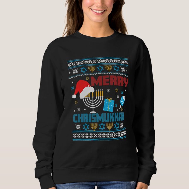 Hanukkah Jewish Christmas Chrismukkah Sweater T Shirt (Framsida)