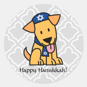 Hanukkah Jewish Labour Retriever Puppy Hund Runt Klistermärke