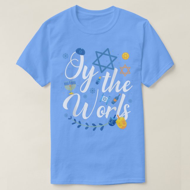 Hanukkah Jewish Menorah Oy to World Hanukkah T Shirt (Design framsida)