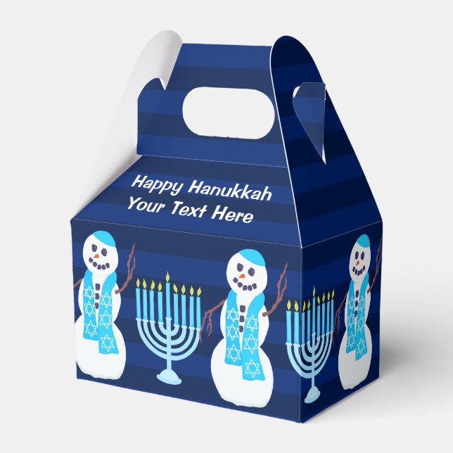 Hanukkah Jewish Snögubbe Blue Menorah Childrens Presentaskar (Framsidan Sidan)