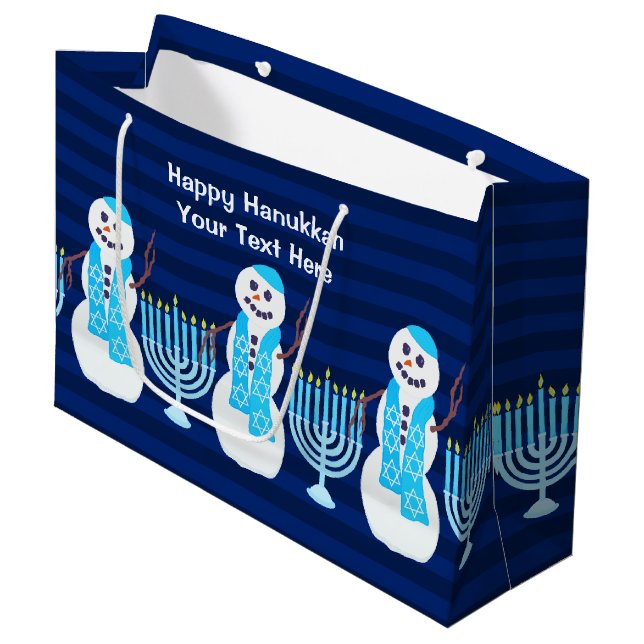 Hanukkah Jewish Snögubbe Blue Menorah För barn (Framsidan Vinklad)
