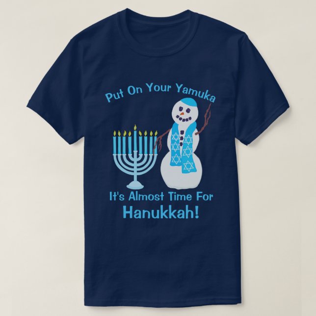 Hanukkah Jewish Snögubbe satte på er Yamuka-Roligt Tee (Design framsida)