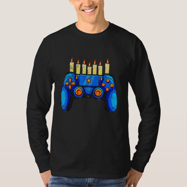 Hanukkah Jewish Video Game Controller Gamer Chanuk T Shirt (Framsida)