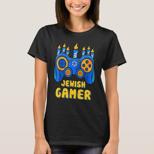 Hanukkah Jewish Video Game Controller Gamer Chanuk T Shirt (Framsida)