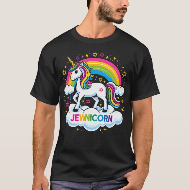 Hanukkah Jewnicorn Funny Jewish Unicorn T Shirt (Framsida)