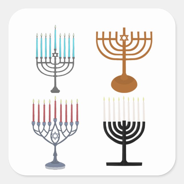 Hanukkah Judaism Jew Religion Fyrkantigt Klistermärke (Framsida)