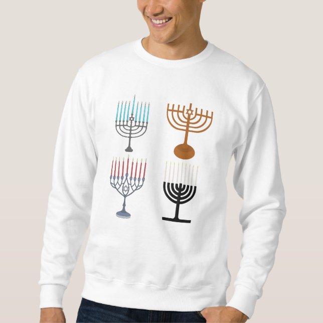 Hanukkah Judaism Jew Religion Lång Ärmad Tröja (Framsida)