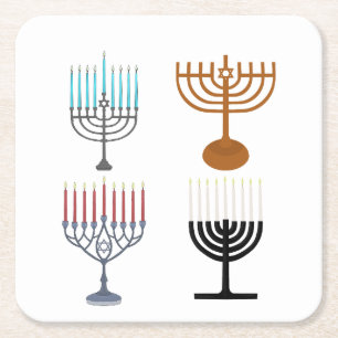 Hanukkah Judaism Jew Religion Underlägg Papper Kvadrat
