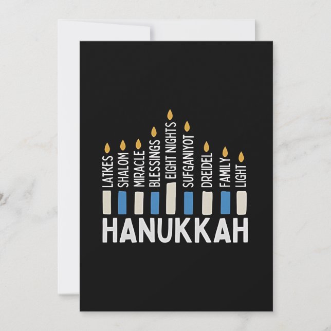 Hanukkah judish Helgdag Menorah Jew Inbjudningar (Framsida)