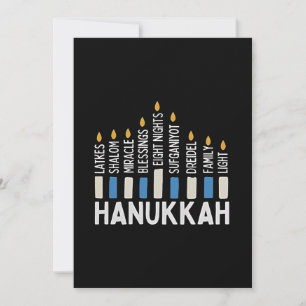 Hanukkah judish Helgdag Menorah Jew Inbjudningar