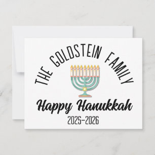 Hanukkah Judisk Chanuka Personlig Familjenamn Julkort