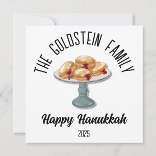 Hanukkah Judisk Chanuka Personlig Familjenamn Julkort