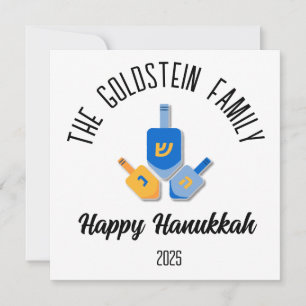 Hanukkah Judisk Chanuka Personligt Familjenamn Julkort