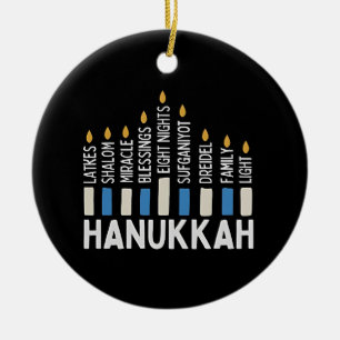 Hanukkah Judisk högtid Menorah Jude Julgransprydnad Keramik