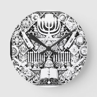 Hanukkah Judisk Menorah Hebreiska Rund Klocka