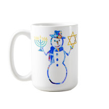 Hanukkah Judisk söt snöman Menorah Davidstjärna