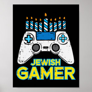 Hanukkah Judisk Spelare Chanukah TV-Spel Män Pojka Poster