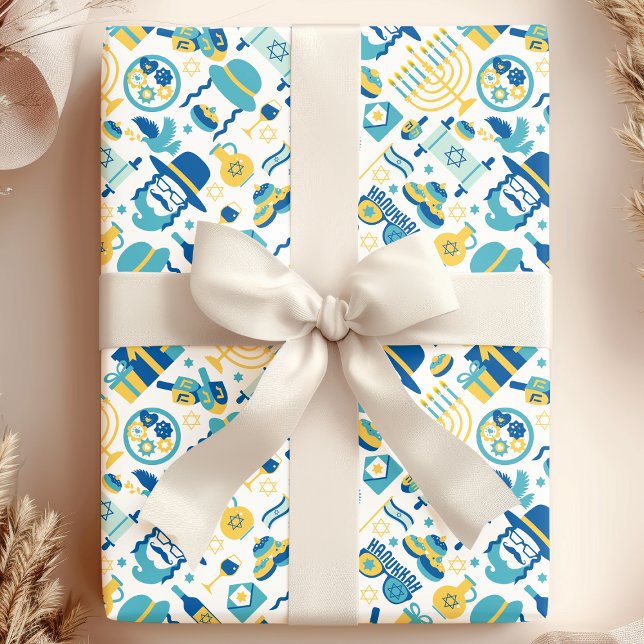Hanukkah Judisk Sukkot Roligt Sött Mönster Presentpapper (Skapare uppladdad)