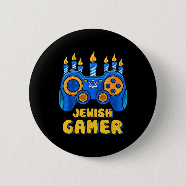 Hanukkah Judisk TV-spel Kontroll Gamer Chanuk Knapp (Framsida)