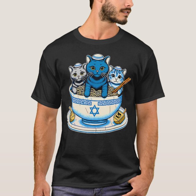 Hanukkah Judiska Katter Ramen 	 Chanukah Hanukkah  T Shirt (Framsida)
