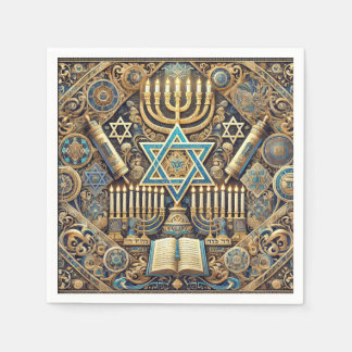 Hanukkah Judiska Servetter Menorah