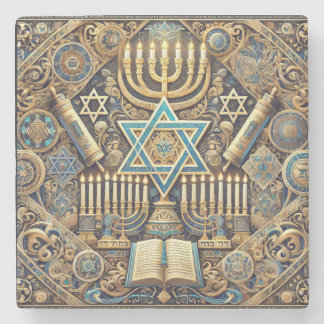 Hanukkah Judiska Servetter Menorah Stenunderlägg