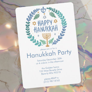 Hanukkah Julfest Cute Hand-Drawn Anpassningsbar Inbjudningar