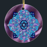 Hanukkah Julgransprydnad Keramik<br><div class="desc">Deppighet skuggar allra,  formar lilan och lavendel i en blomma med en knuten sex-sidstjärna i centrera är en underbar långt som samtidigt firar Hanukkah och uttryckligt din egenart.</div>