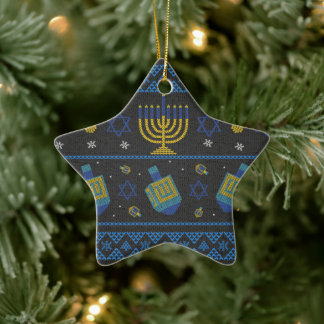 hanukkah julgransprydnad keramik