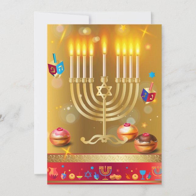 Hanukkah Julhälsningar vackert judiskt kort (Framsida)