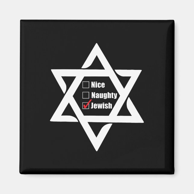 Hanukkah-julstjärnan av David Nice Naughty Jewi Magnet (Framsidan)
