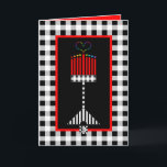 Hanukkah Kärlek Kort<br><div class="desc">Denna mest svartvita och röda,  stiliserade hanukkiah-visning  ett starkt ljus för att släcka färgaden av regnbåge,  en stor central låga under denna glatta säsong. Insida är gränsat och samordnat för ert skrivnöje. Chag Chanukkah SameaCh! ~ karyn</div>